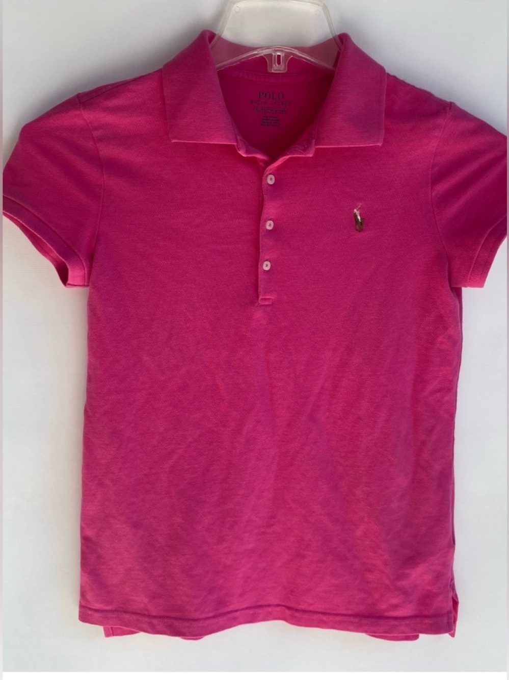 Girls Ralph Lauren polo fuchsia pink cotton pique polo preppy tennis golf XL